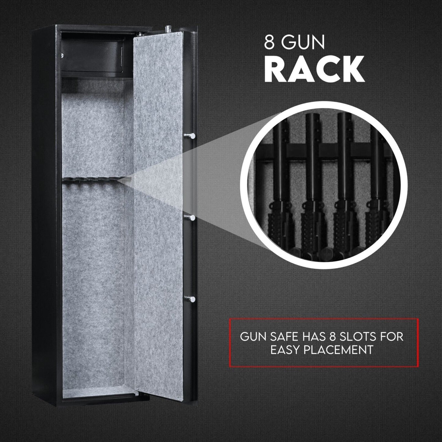 8 Gun Safe Firearm Rifle Storage Heavy Duty Locker CAT A+B
