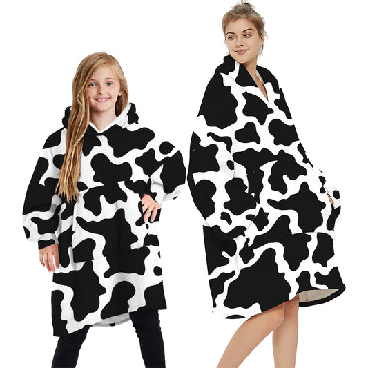 Oversized Soft Pullover Hoodie Cow Spots - Adult Size