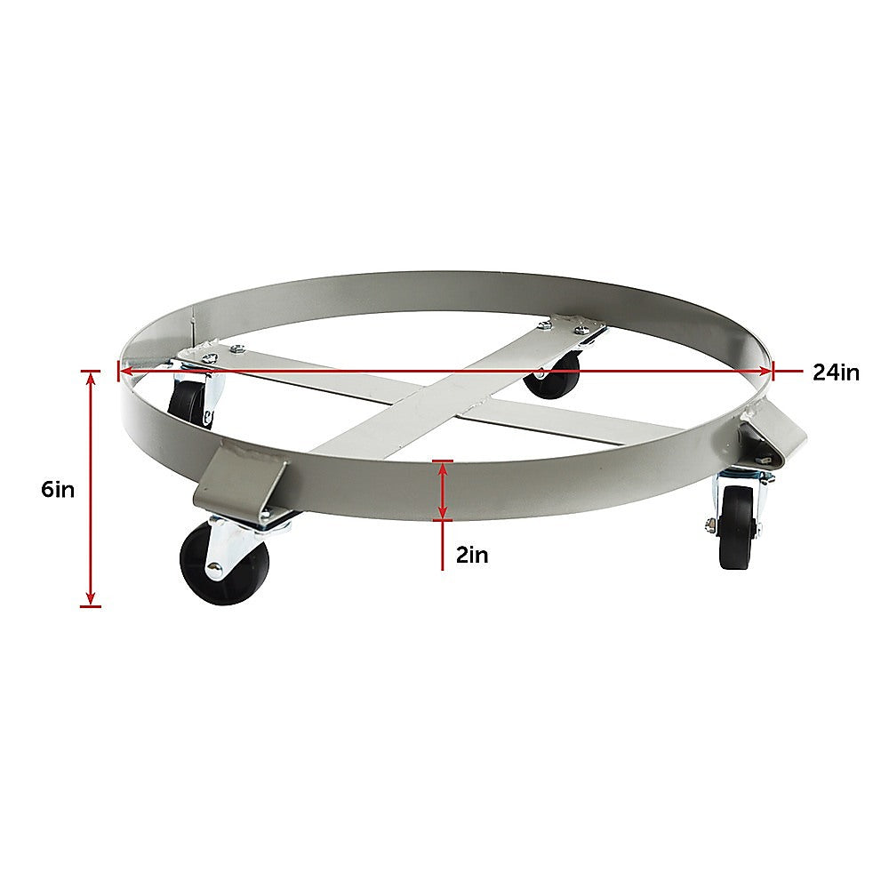 Drum Dolly 450kg 205 Litre With Swivel Casters Heavy Duty Steel Frame Non Tipping