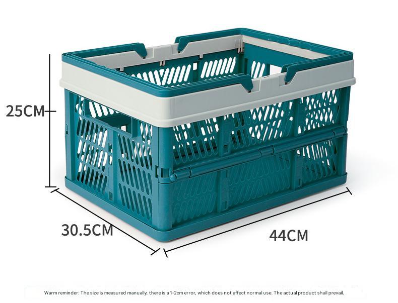 Large Collapsible Storage Basket with Handles - Portable Folding Crate for Shopping, Picnics & Car Trunk(green)