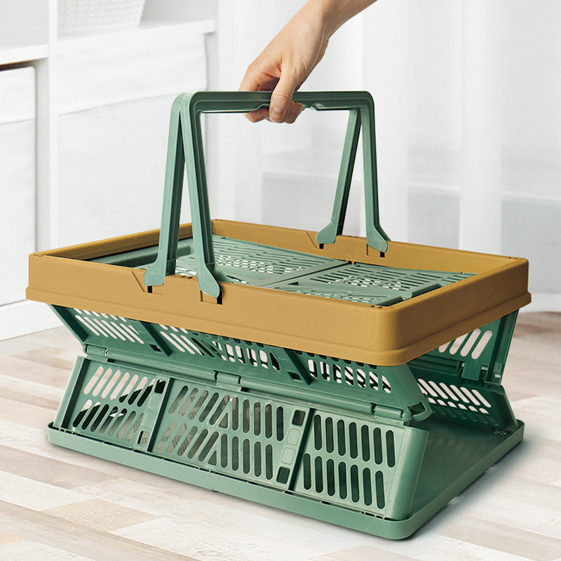 Large Collapsible Storage Basket with Handles - Portable Folding Crate for Shopping, Picnics & Car Trunk(blue)