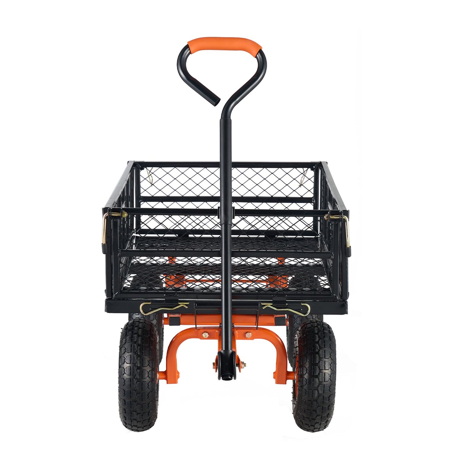 VEVOR Dump Cart, Metal Garden Dump Cart with Easy to Assemble Frame, Dump Wagon with 2-in-1 Convertible Handle, Utility Wheelbarrow 399kg Capacity, 25.4cm Tires
