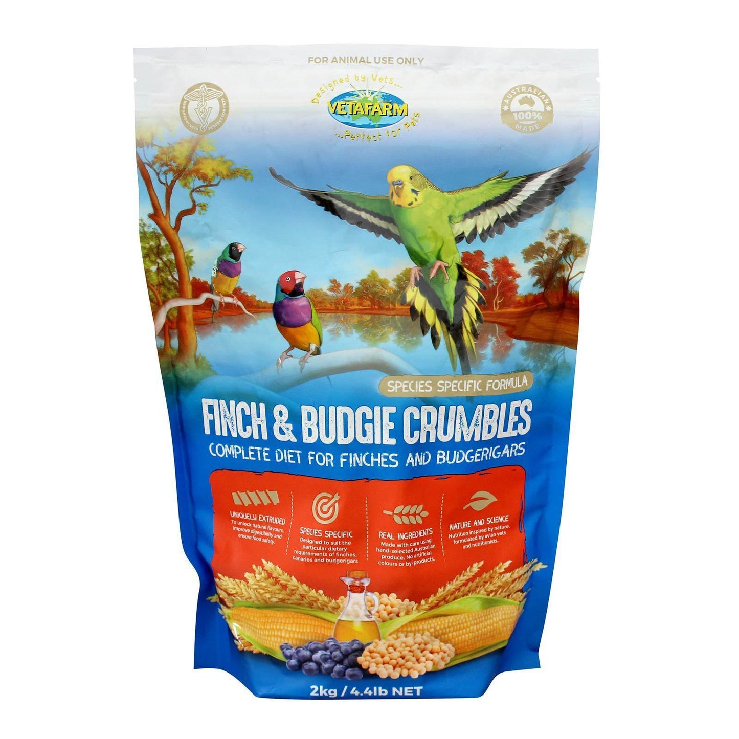 Vetafarm Finch & Budgie Crumbles 2kg Complete Diet For Finches & Budgies