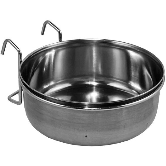 Coop Cup 1.4 Litre Feeder Or Waterer For Animals- Stainless Steel With Hook