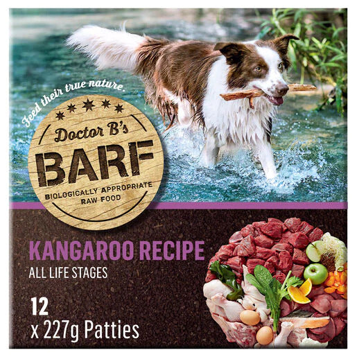 Dr B's BARF Dog Kangaroo Recipe Frozen Food Box Of 12 Patties