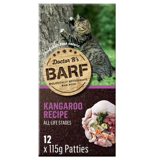 Dr B's BARF Cat Kangaroo Recipe Frozen Food Box Of 12 Patties