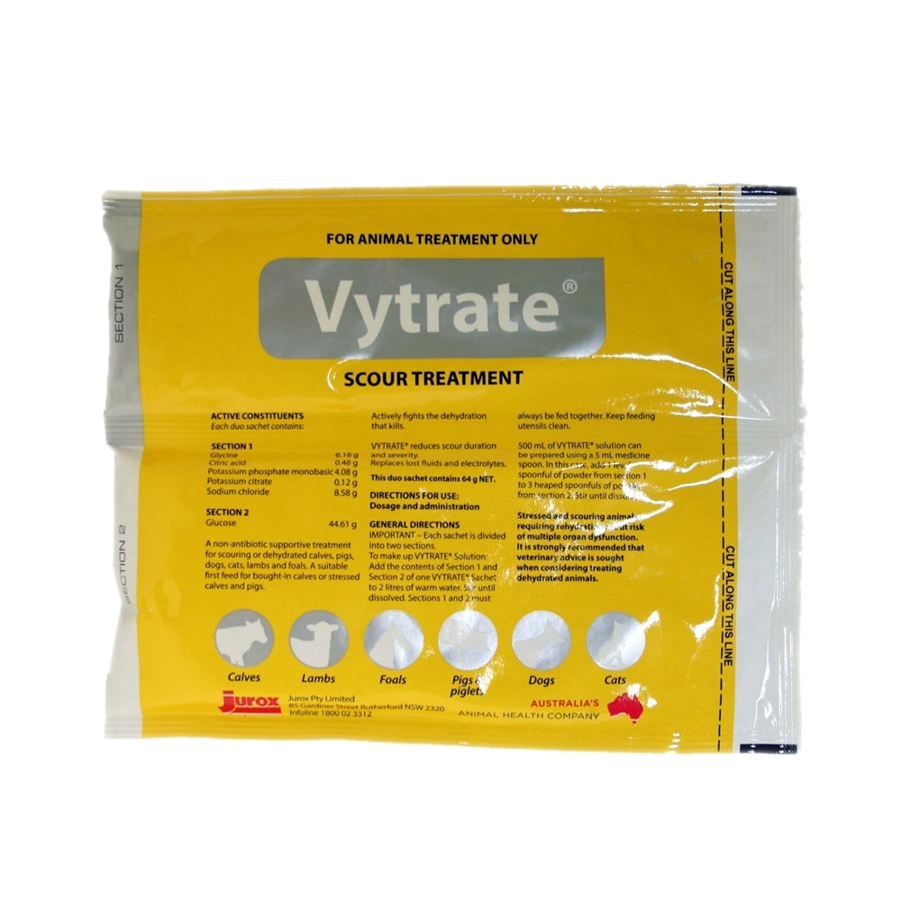 Vytrate Sachet 64g Non Antibiotic Scour Treatment For Animals