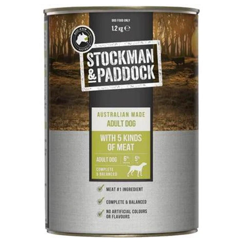 Stockman & Paddock 5 Kinds Meat Dog Food Cans 12 x 700g