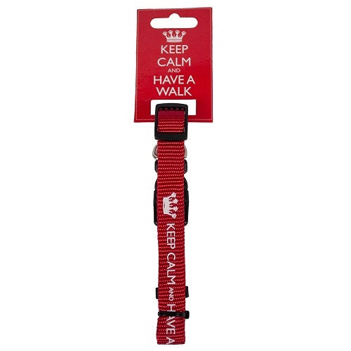 'Keep Calm & Have A Walk' Webbing Dog Collar - Medium/Large