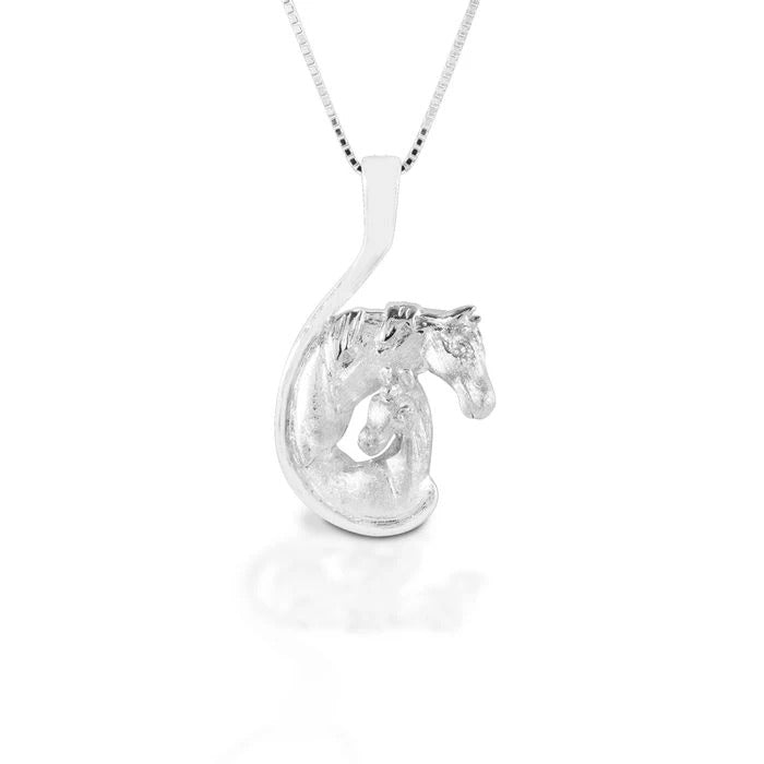 Mare & Foal Head Necklace Sterling Silver By Kelly Herd