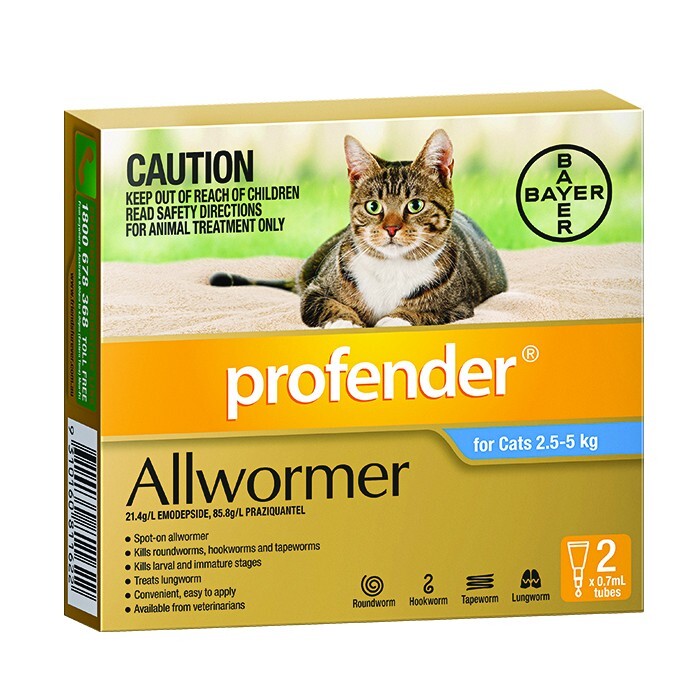 Profender Spot On All Wormer For Cats - Medium 2.5-5kg