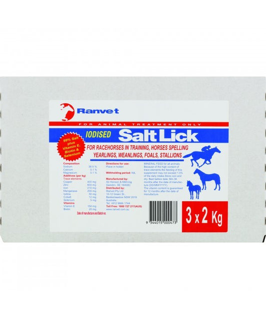 Ranvet Iodised Salt Lick 3 x 2kg Box