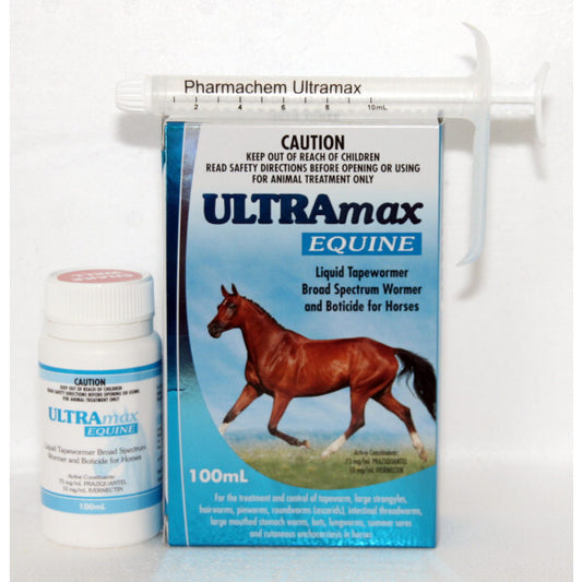 Ultramax Equine Liquid Wormer 100ml Broadspectrum & Tapeworm Wormer For Horses