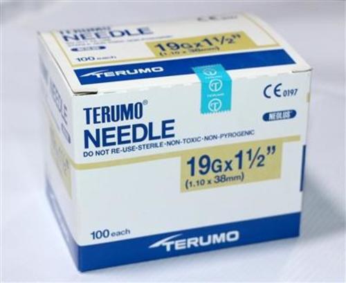 Terumo Disposable Needles 19G 1 1/2" Box Of 100