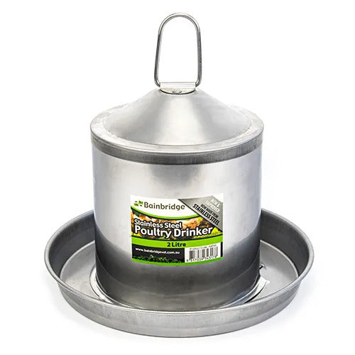 Stainless Steel Poultry & Bird Drinker 2 Litre