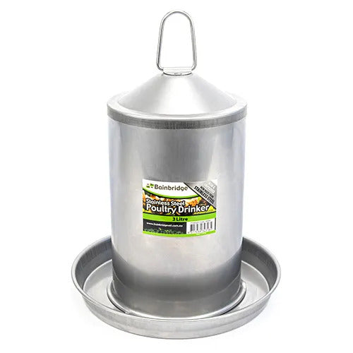 Stainless Steel Poultry & Bird Drinker 3 Litre